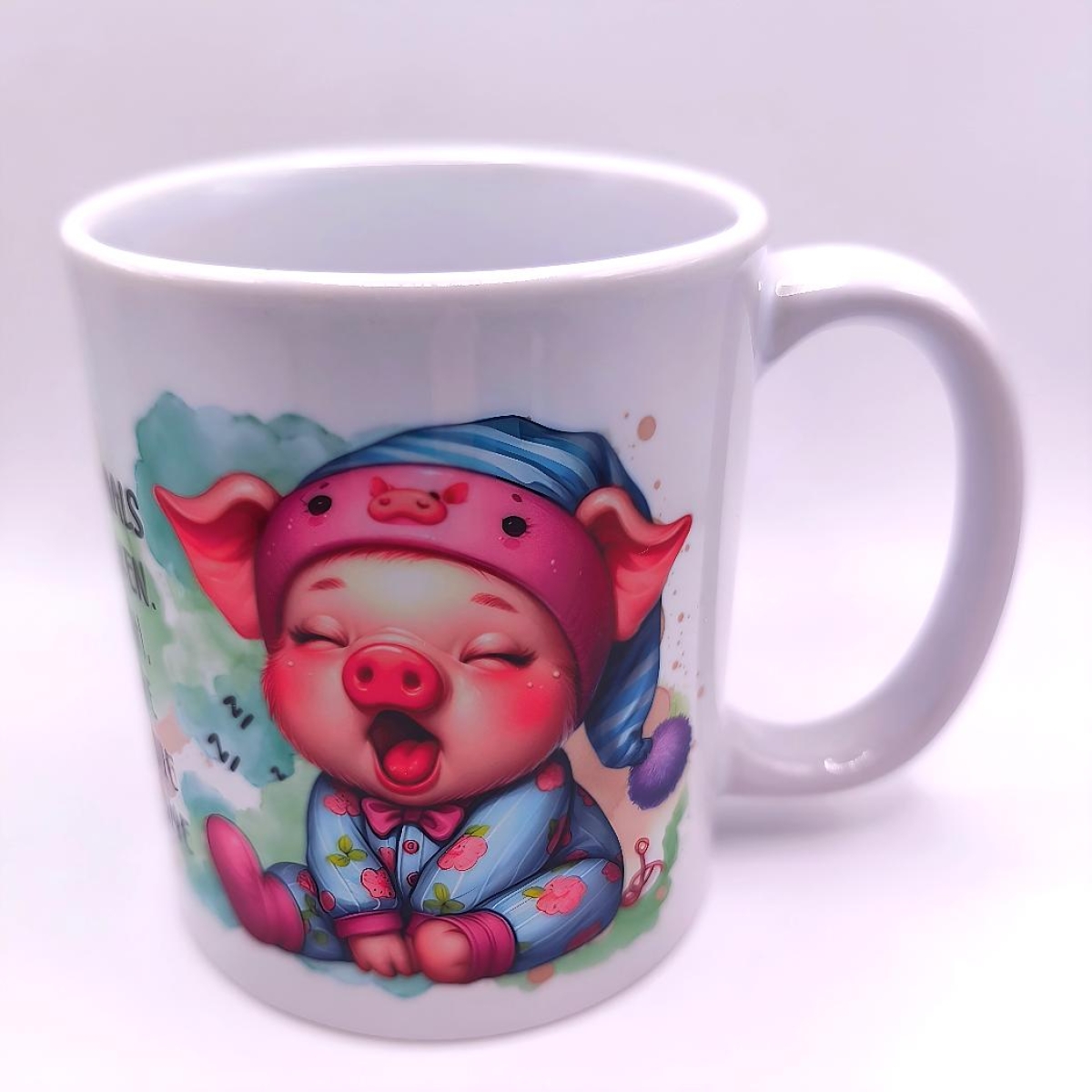 Tasse Ferkel im Schlafanzug